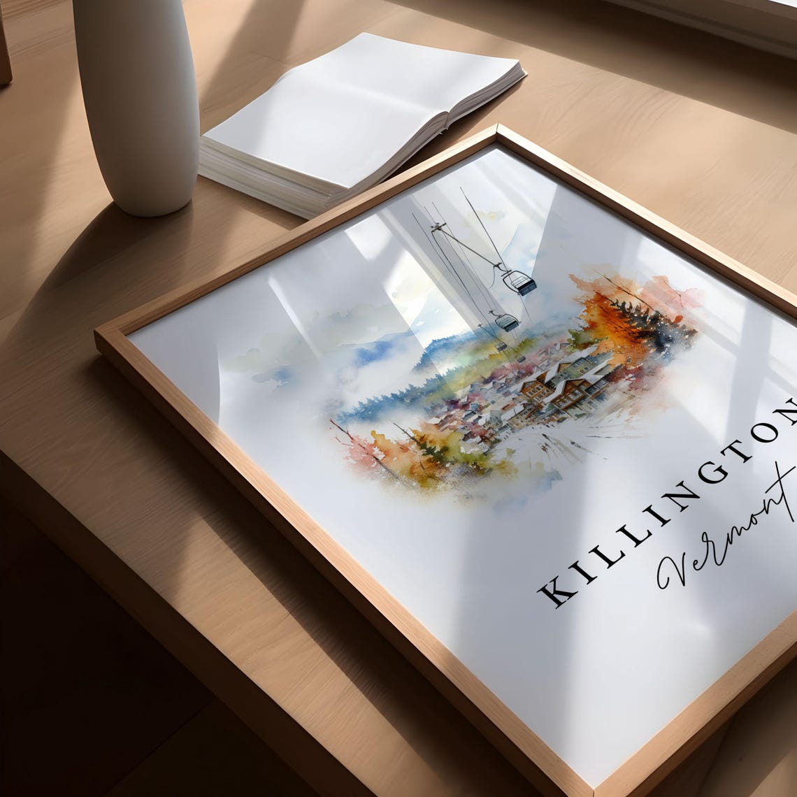 Killington Vermont Ski Village Gondola Watercolor Mountain Poster - Image 5