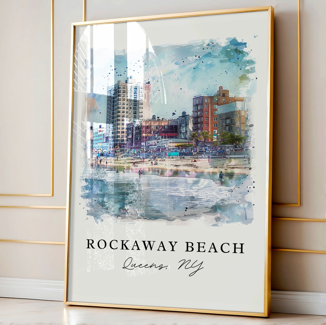 Rockaway Beach Queens New York Boardwalk Watercolor Coastal Art Poster - Image 4