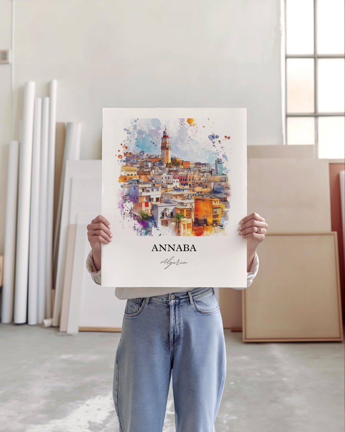 Annaba Algeria Mediterranean Coastal City Watercolor Travel Poster - Image 2