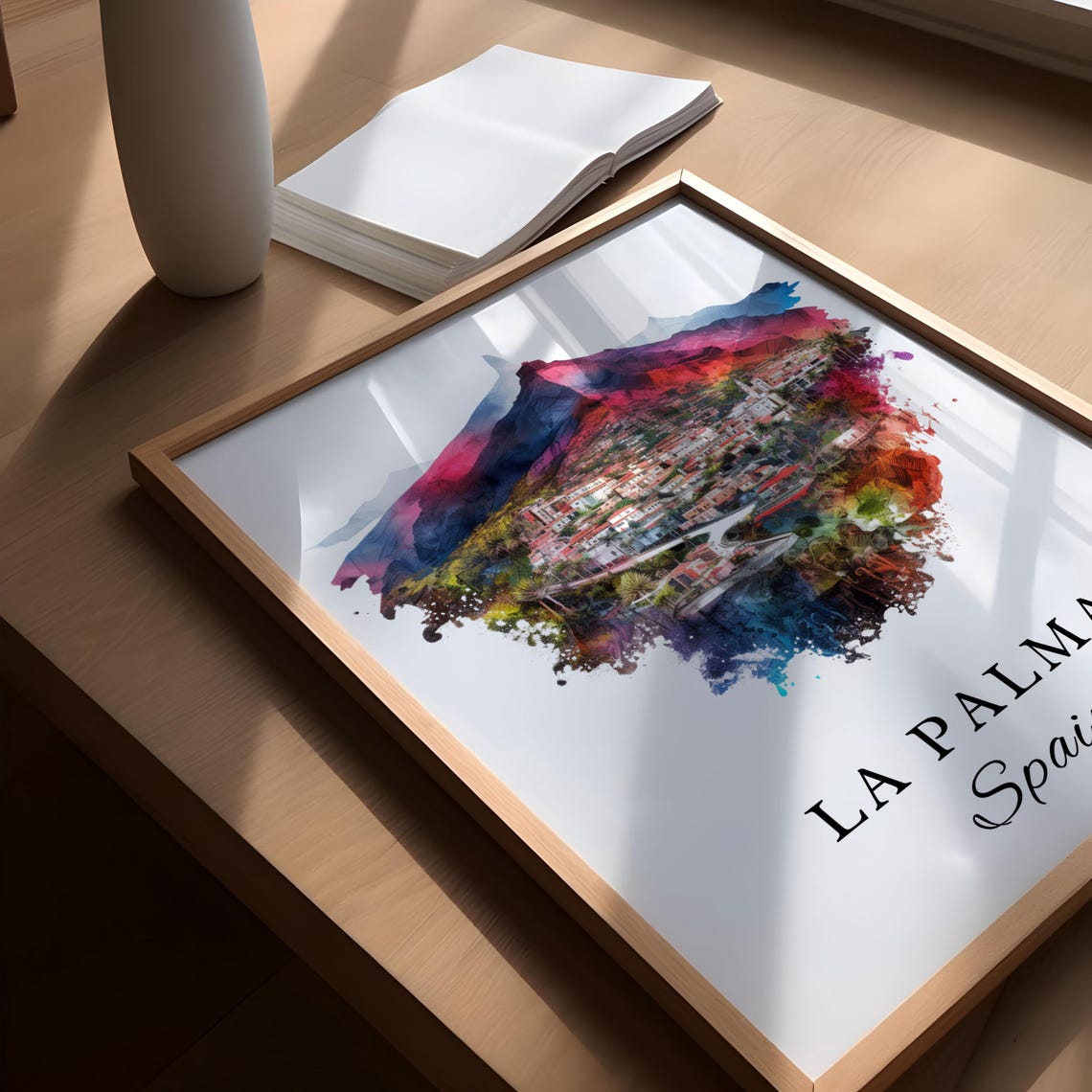 La Palma Spain Canary Islands Volcanic Coast Watercolor Poster - Image 3