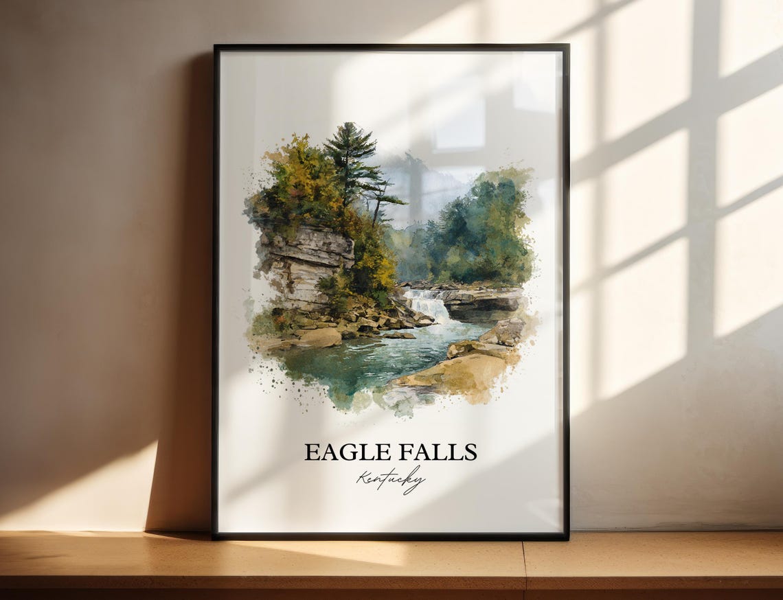Eagle Falls Kentucky River Waterfall Cumberland Scenic Art Poster