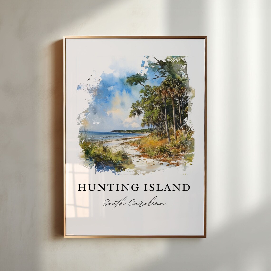 Hunting Island South Carolina Palmetto Beach Watercolor Poster