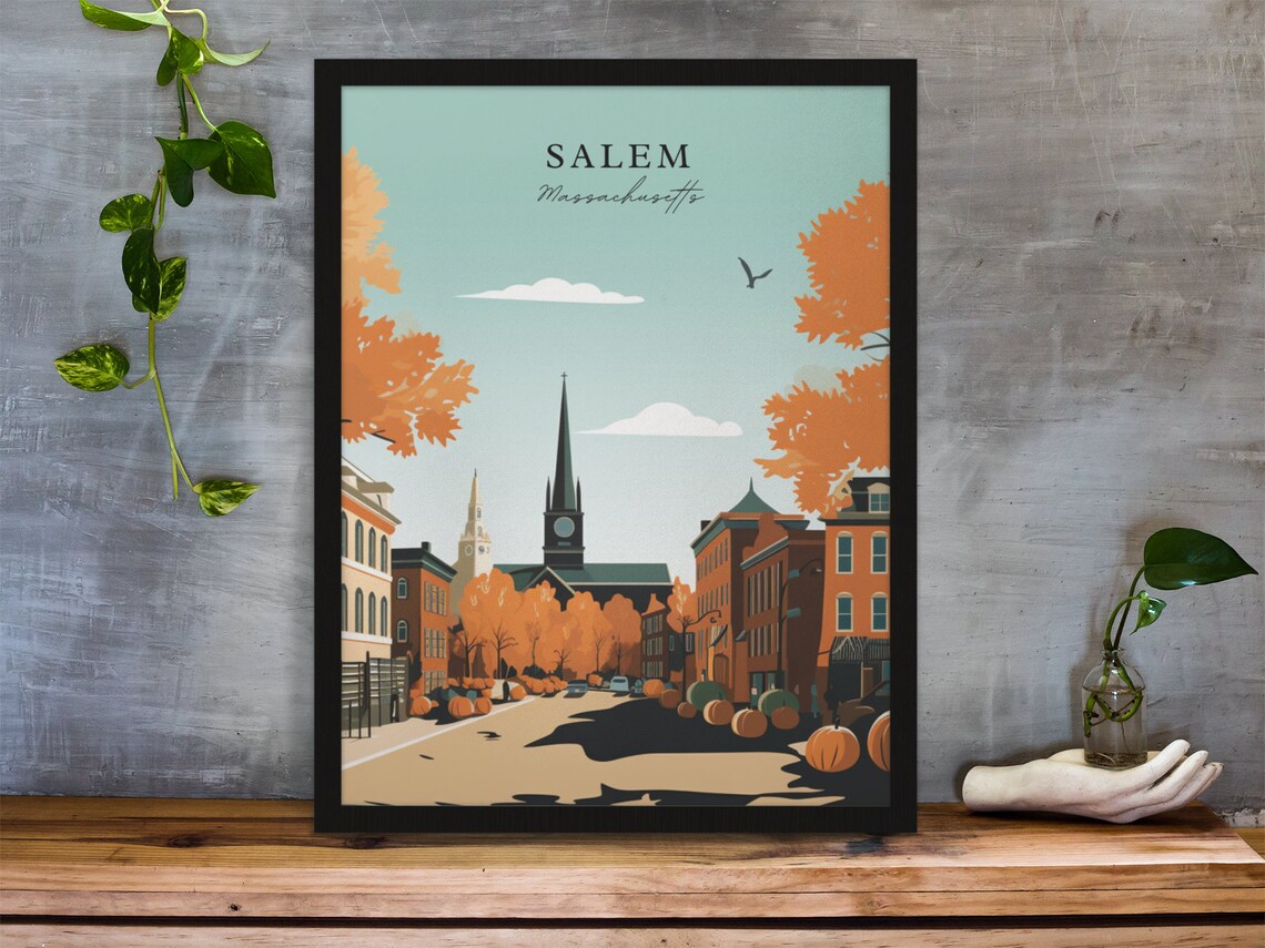 Salem Traditional Travel Art Massachusetts Travel Poster