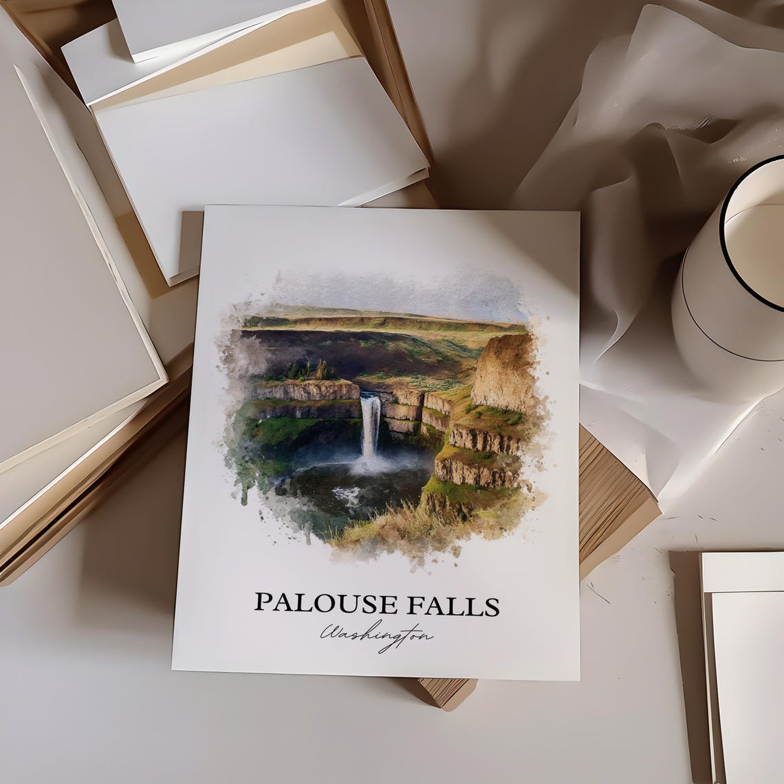 Palouse Falls Washington State Dramatic Canyon Waterfall Art Poster - Image 4