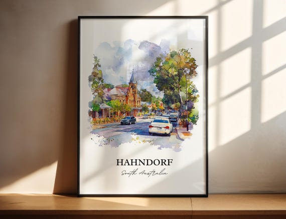 Hahndorf Sa Wall Art Print South Australia Watercolor Gift Travel Poster Housewarming