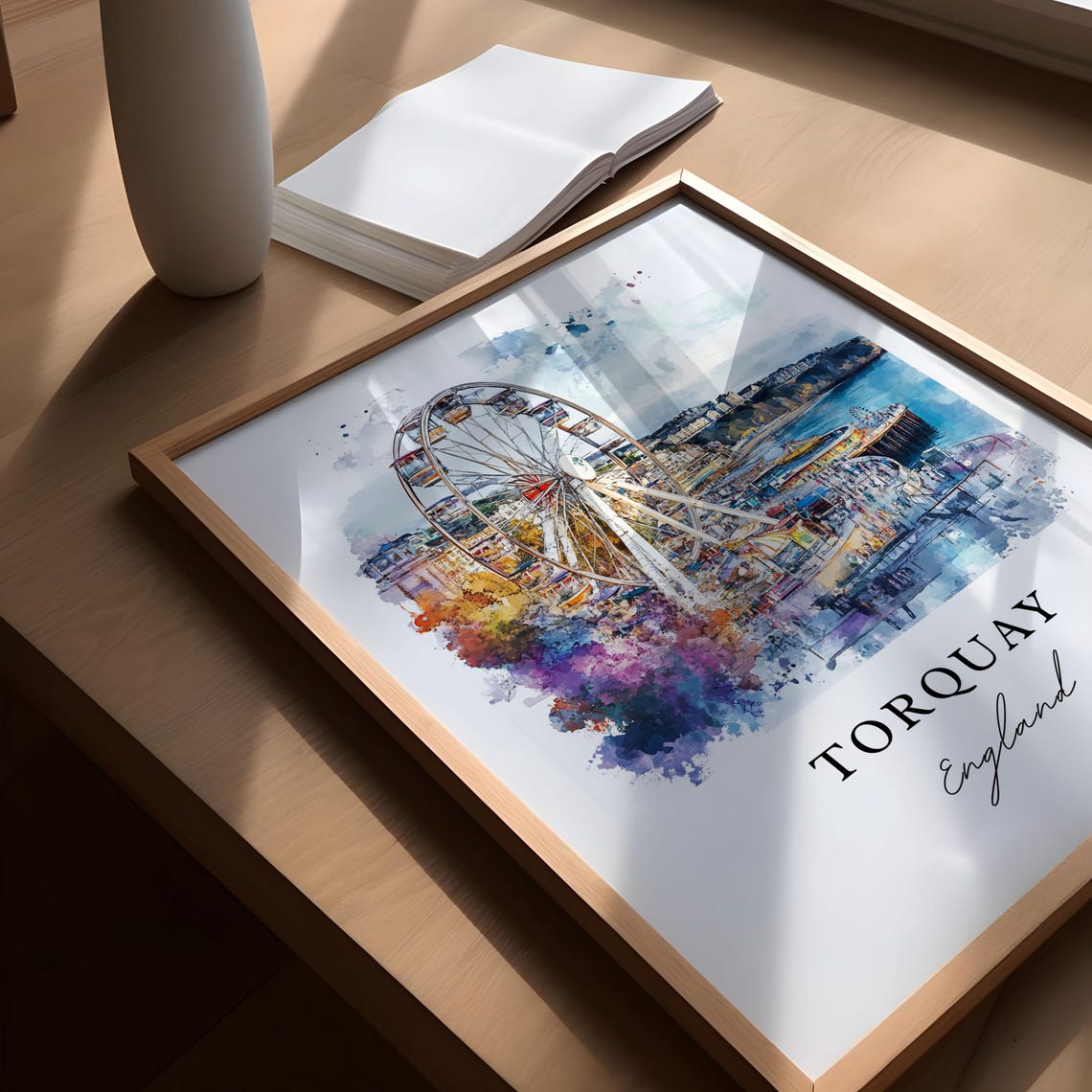 Torquay Watercolor Travel Poster, Devon England - Image 5