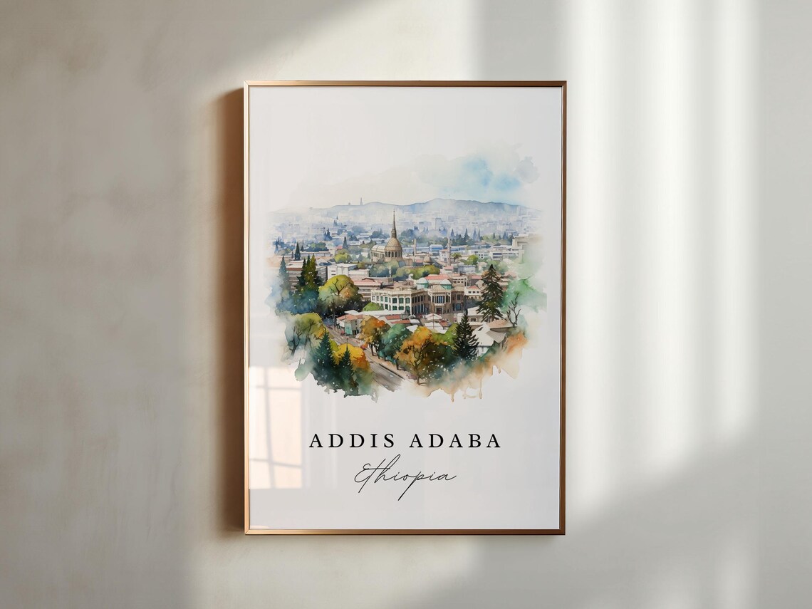 Addis Ababa Watercolor Travel Poster, Ethiopia - Image 6