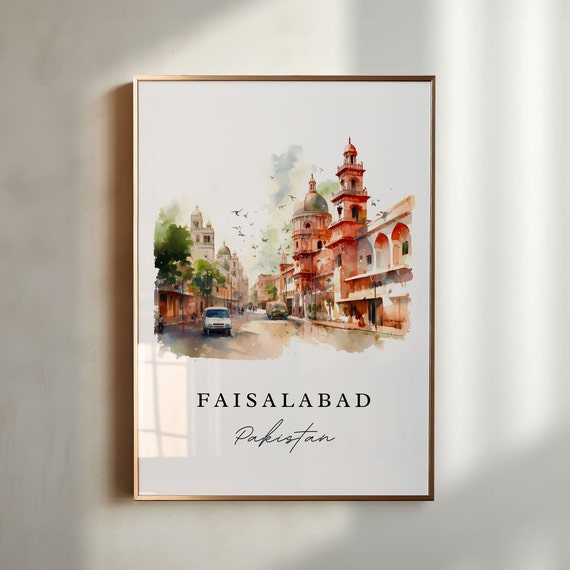 Faisalabad Pakistan Wall Art Poster Print Wedding Gift Birthday Present Custom Text Perfect