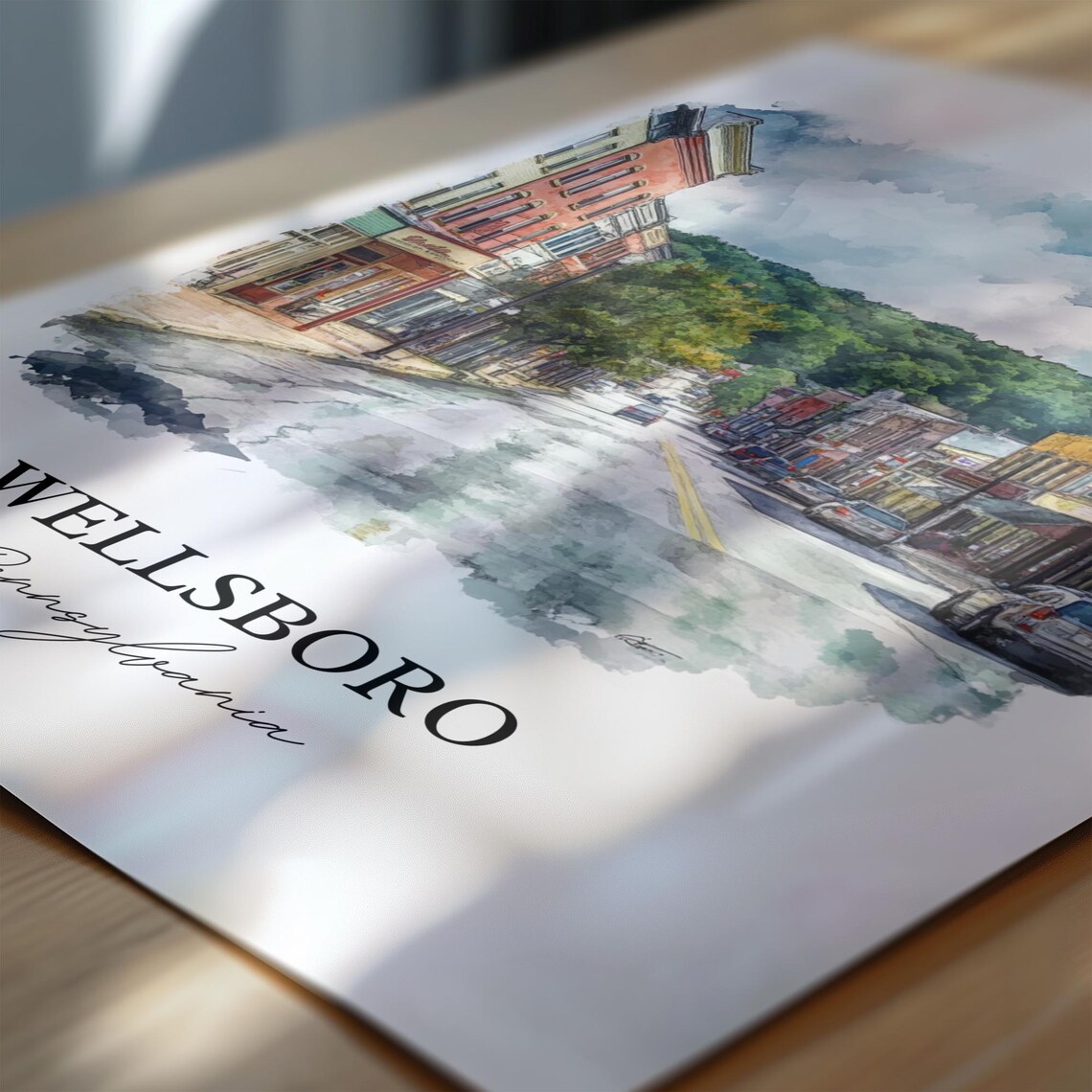 Wellsboro Pennsylvania Main Street Watercolor Travel Gift Poster - Image 6