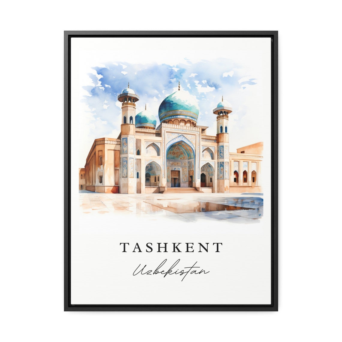 Tashkent Uzbekistan Watercolor Turquoise Dome Islamic Mosque Poster - Image 2