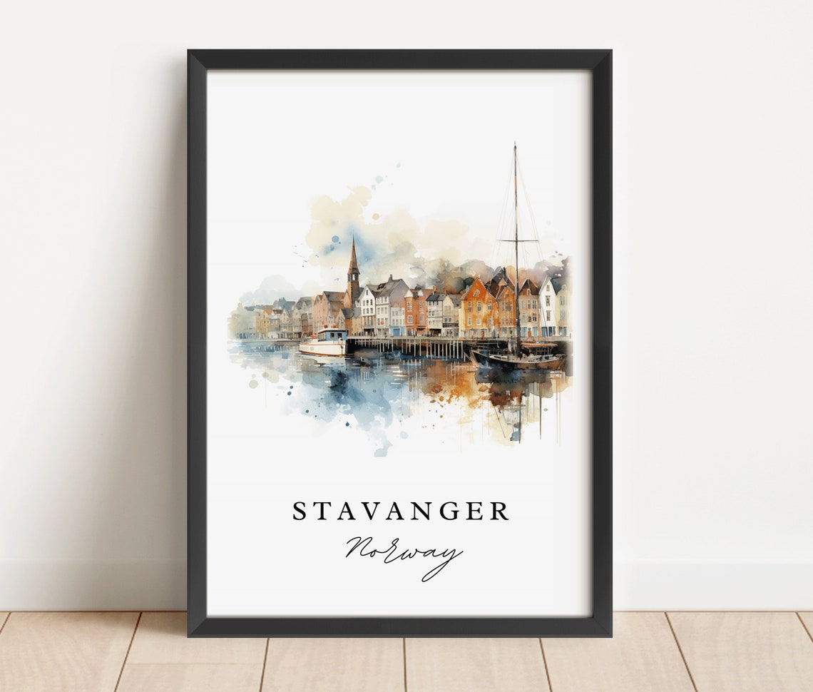 Stavanger Norway Travel Poster, Custom Text - Image 3