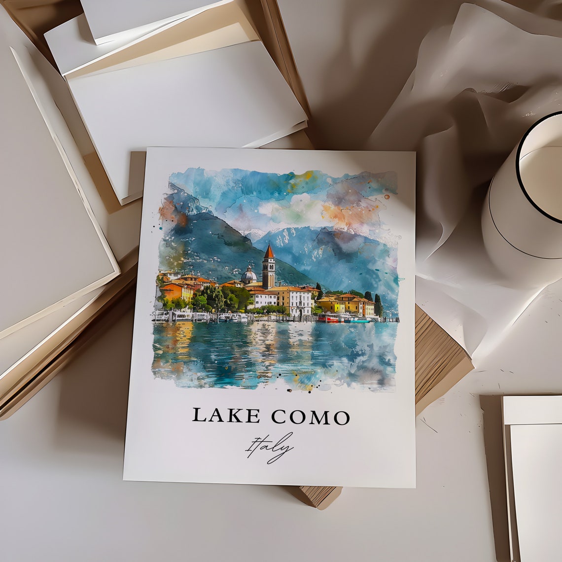 Lake Como Italy Watercolor Travel Poster Art Print - Image 6