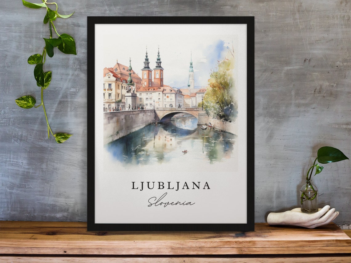 Ljubljana Watercolor Travel Poster, Slovenia Art Print - Image 2