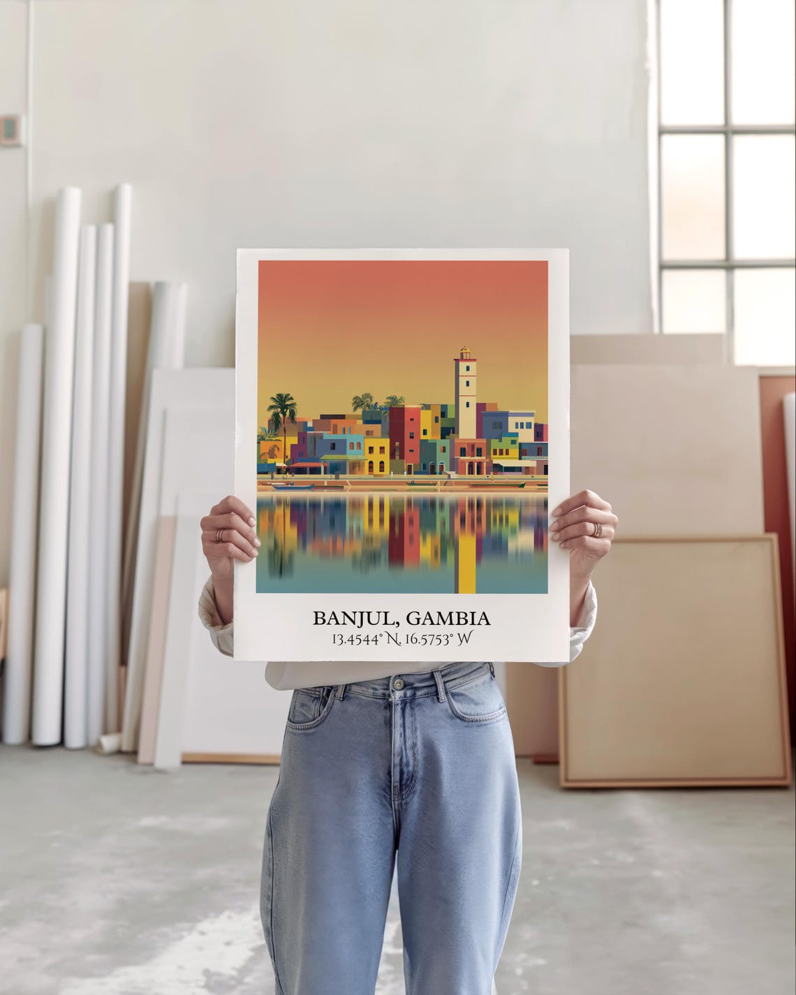 Banjul Gambia Harbor Lighthouse Sunset Waterfront Travel Poster - Image 5