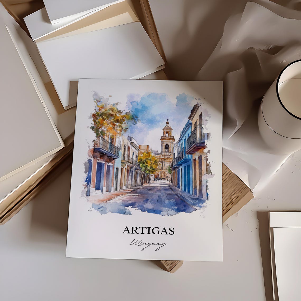 Artigas Uruguay Watercolor Travel Poster, Art Print - Image 3