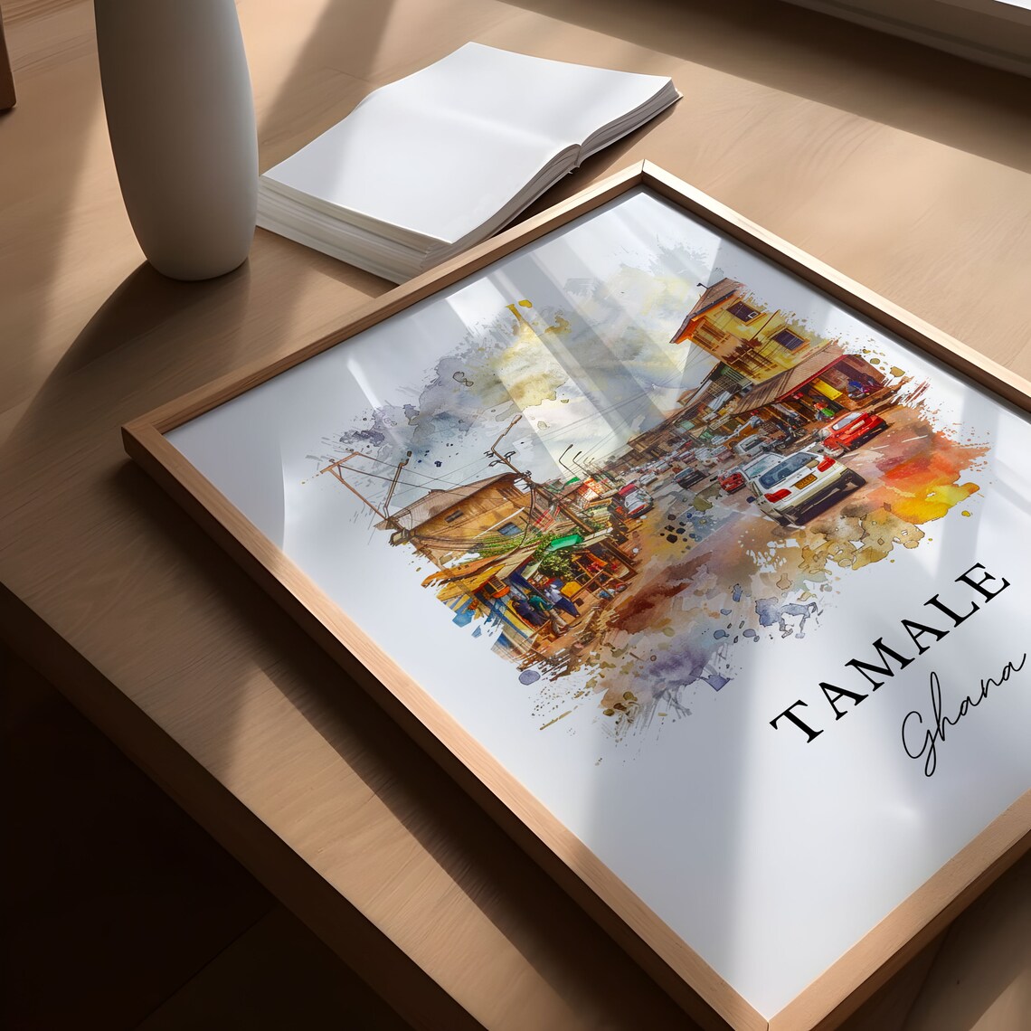 Tamale Ghana Watercolor Travel Poster, Housewarming - Image 6