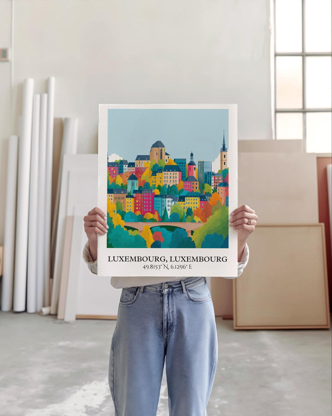Luxembourg City Autumn Trees Historic Old Town Travel Poster - Image 5