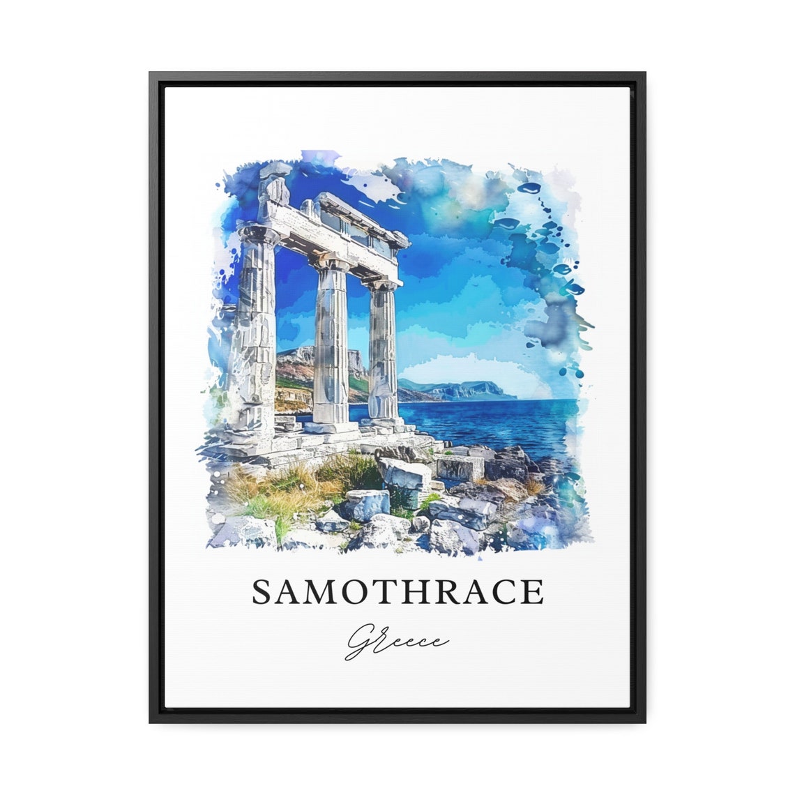 Samothrace Greece Ancient Temple Columns Watercolor Sea Poster - Image 3