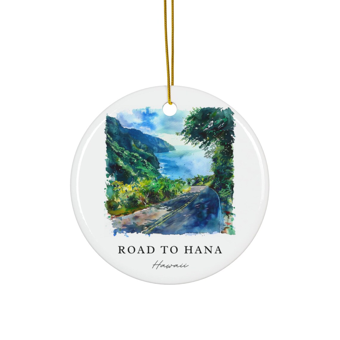 Road To Hana Ornament, Hawaii Travel Poster