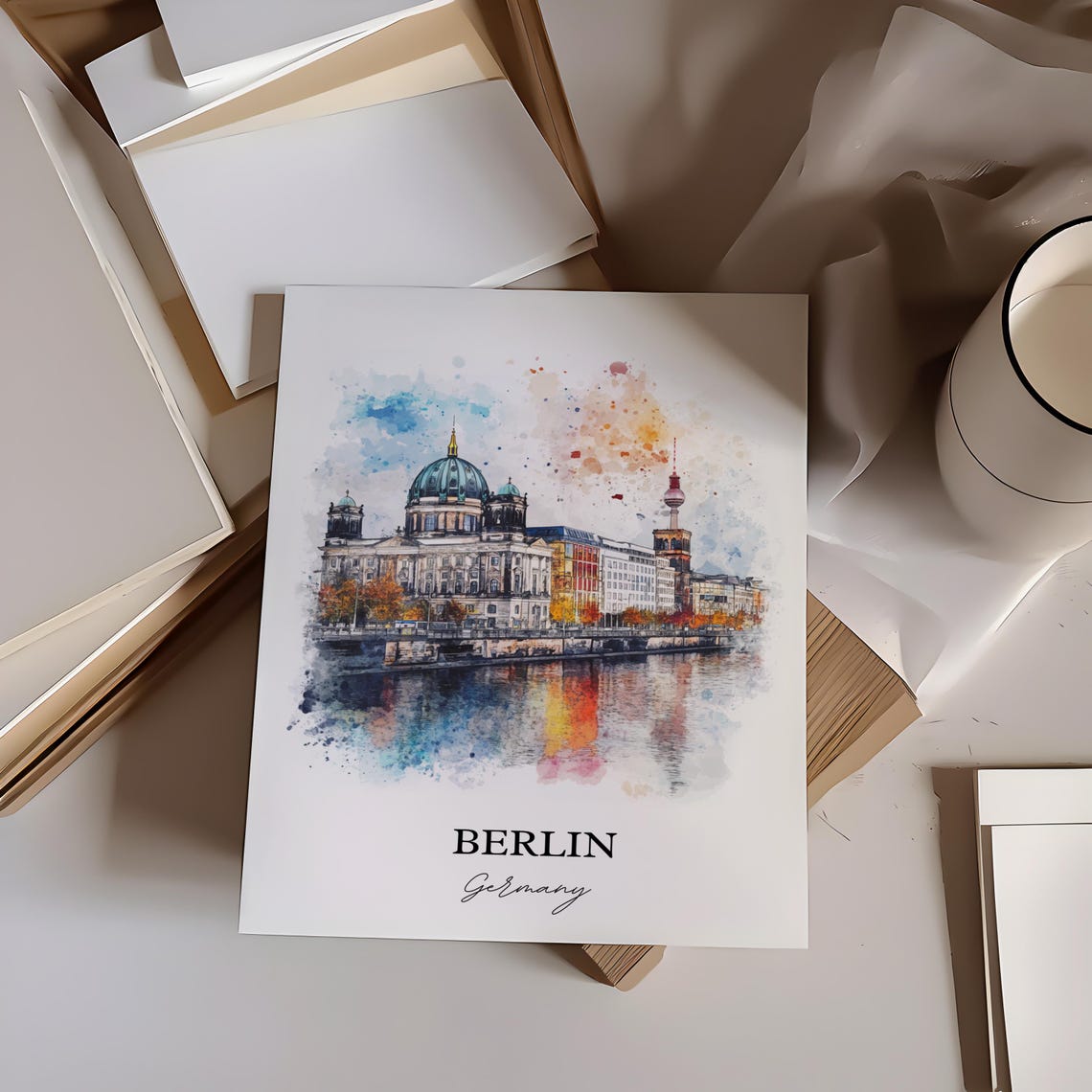 Berlin Watercolor Travel Poster, Germany Art Print - Image 3