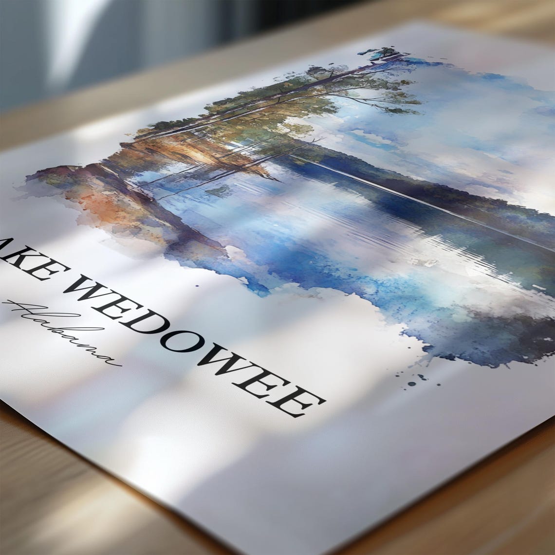 Lake Wedowee Alabama Still Water Pine Shore Sky Reflection Poster - Image 6