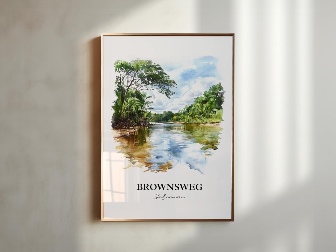 Brownsweg Suriname Watercolor Jungle River Nature Scene Poster - Image 6