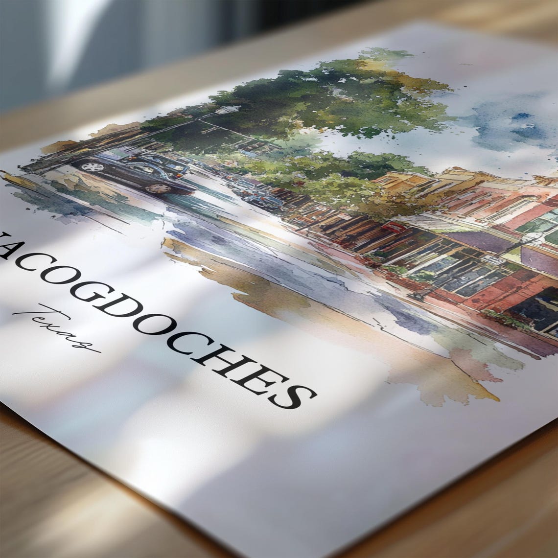 Nacogdoches Texas Historic Downtown Watercolor City Travel Poster - Image 6
