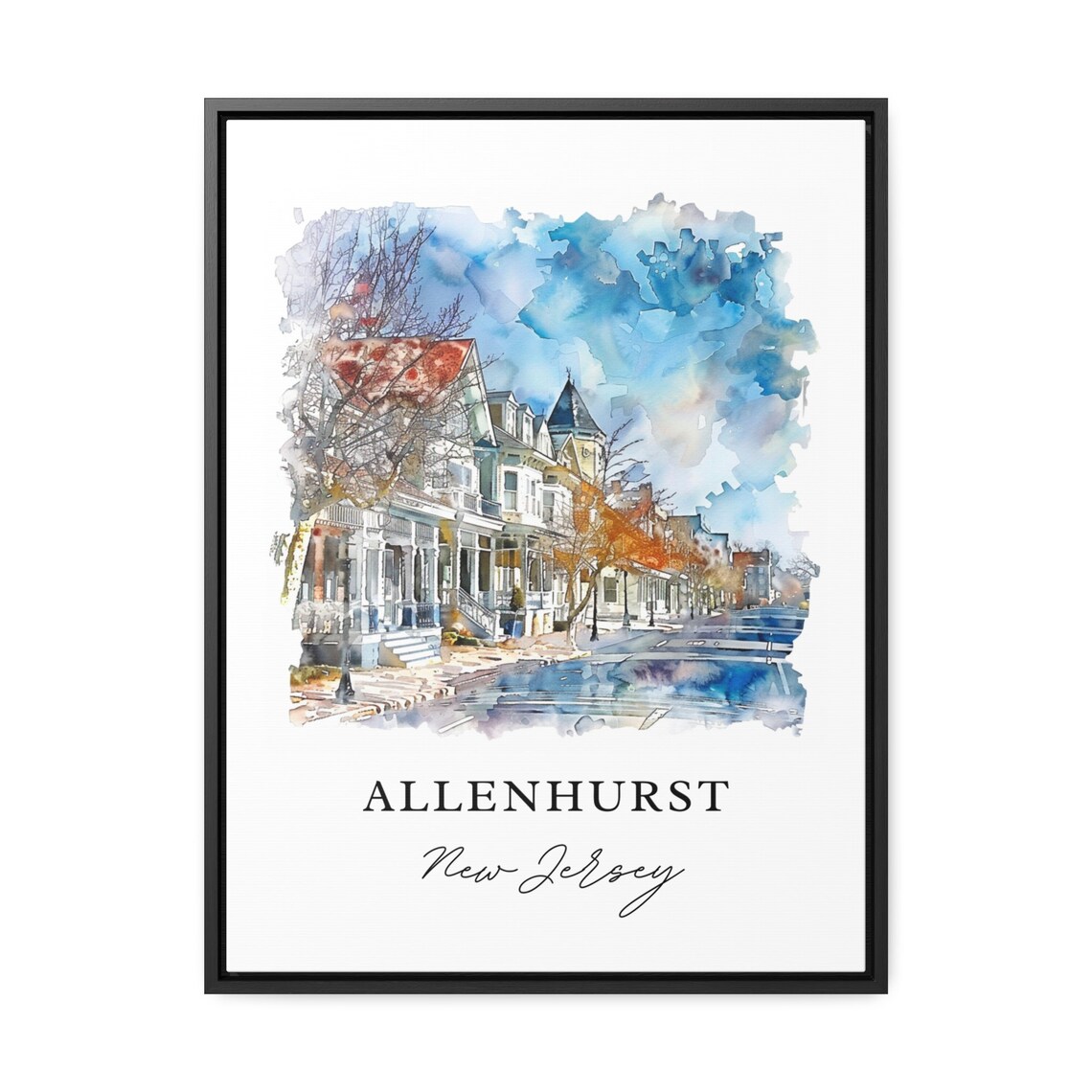 Allenhurst New Jersey Victorian Streetscape Watercolor Poster - Image 3