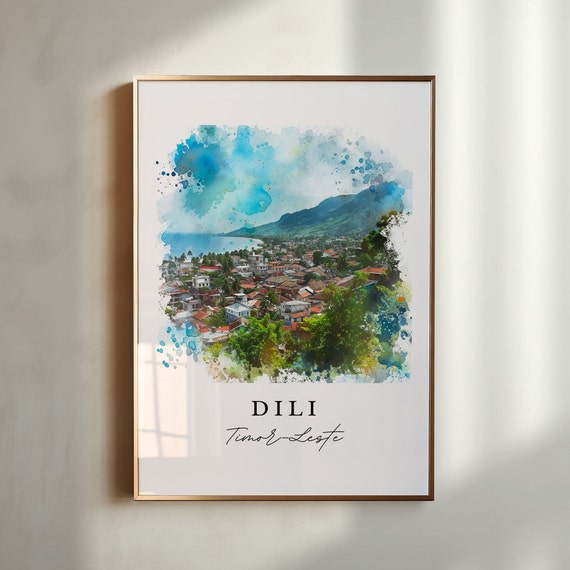 Dili Wall Art Timorleste Print Wedding Gift Birthday Present Custom Text Perfect