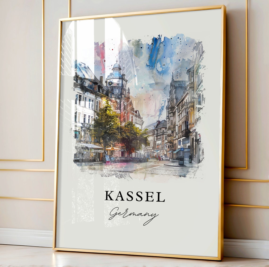 Kassel Germany Watercolor Old Town Street Architecture Art Poster - Image 4