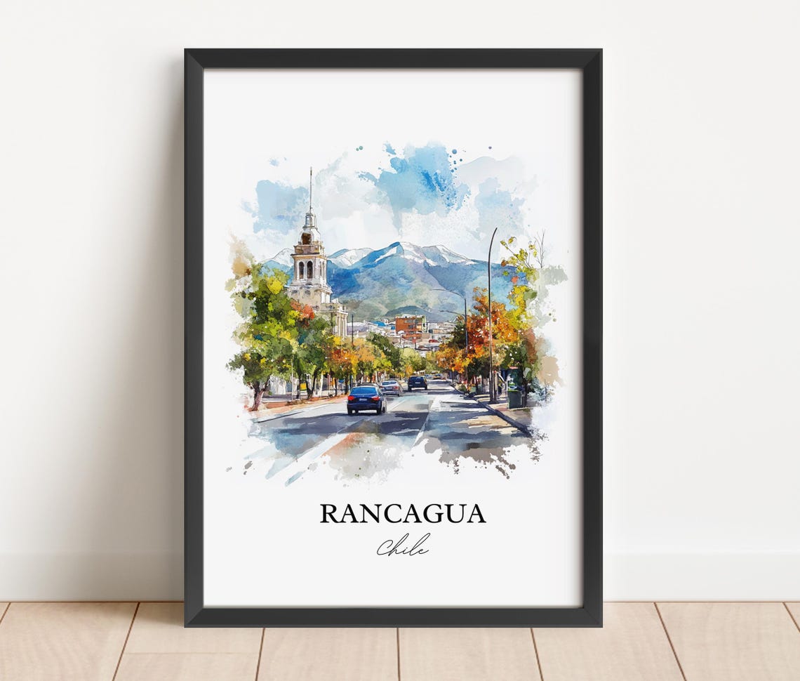 Rancagua Chile Wall Art Santiago Print Watercolor Gift Travel Poster Housewarming - Image 4