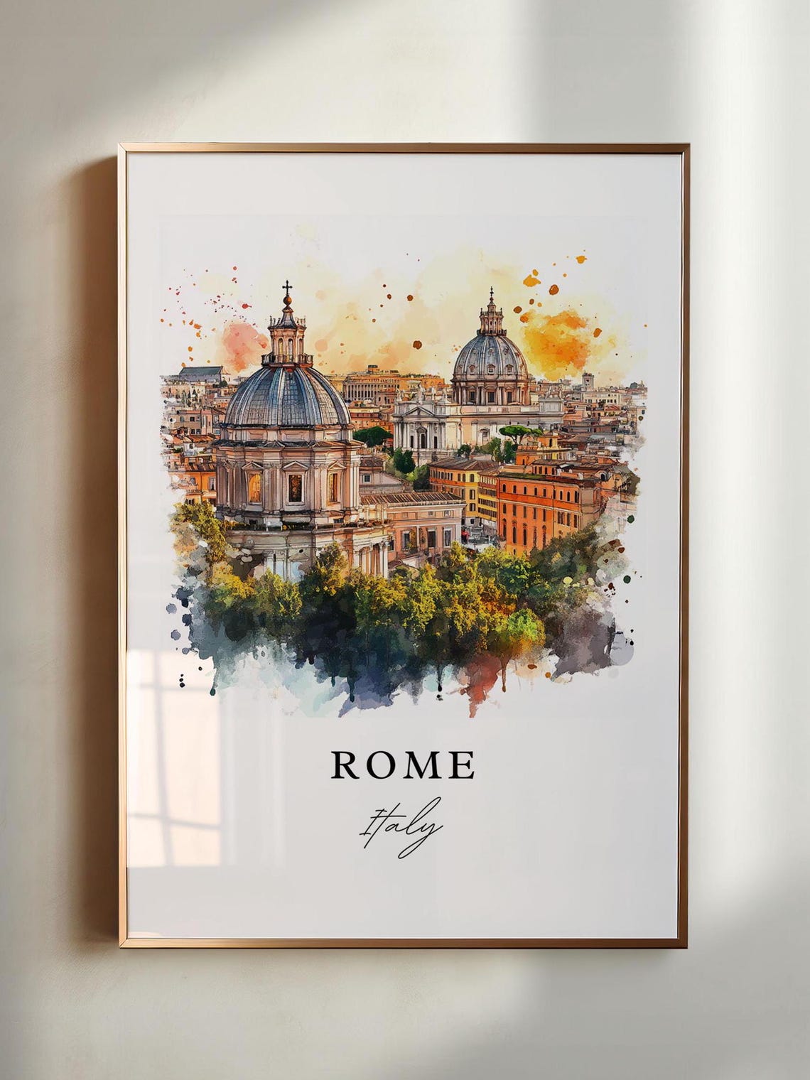 Rome Italy Watercolor Skyline Travel Poster - Image 6