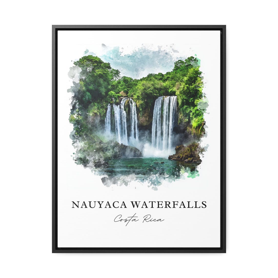 Nauyaca Waterfalls Costa Rica Jungle Watercolor Twin Falls Art Poster