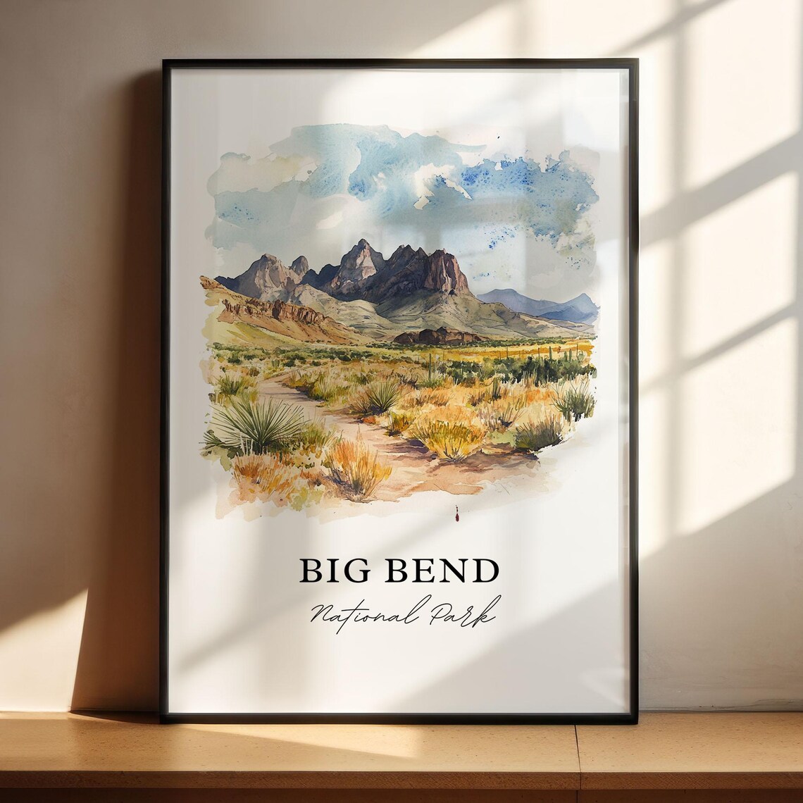 Big Bend National Park Texas Desert Mountains Watercolor Travel Poster - Image 2