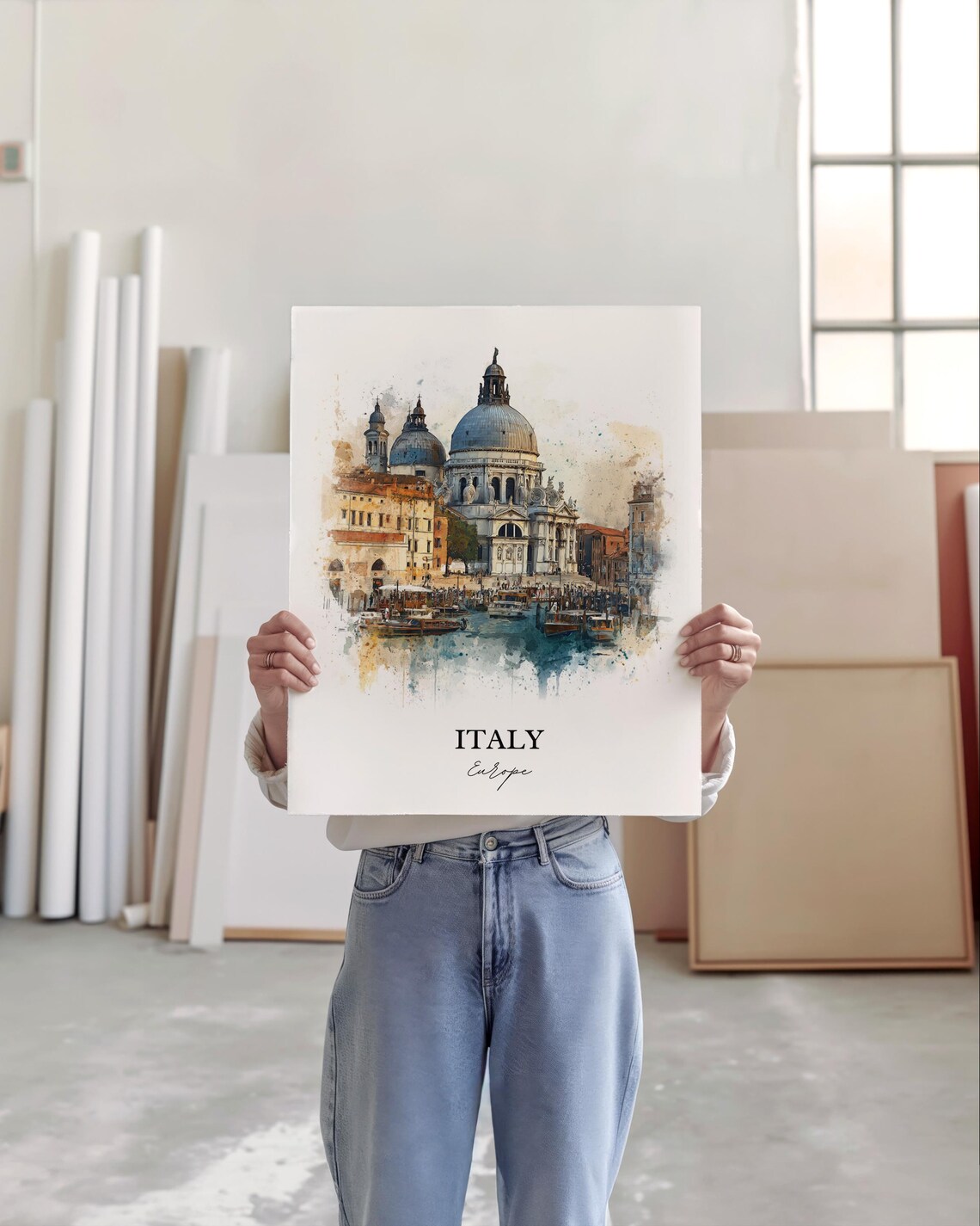 Italy Venice Grand Canal Church Watercolor Europe Travel Poster - Image 4