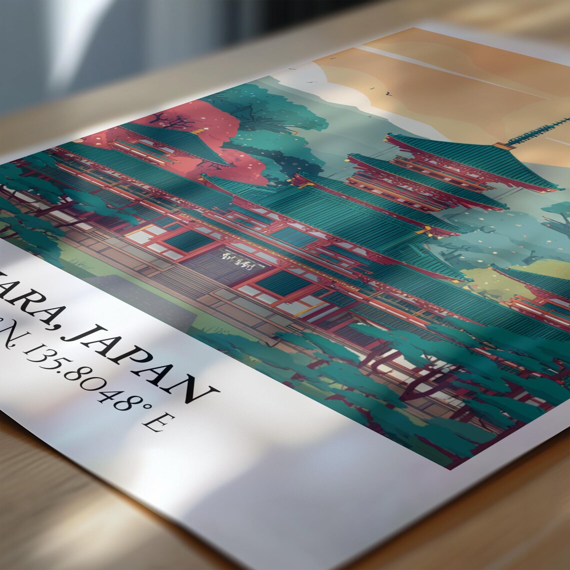 Nara Japan Five Storied Temple Pagoda Autumn Sunset Travel Poster - Image 7