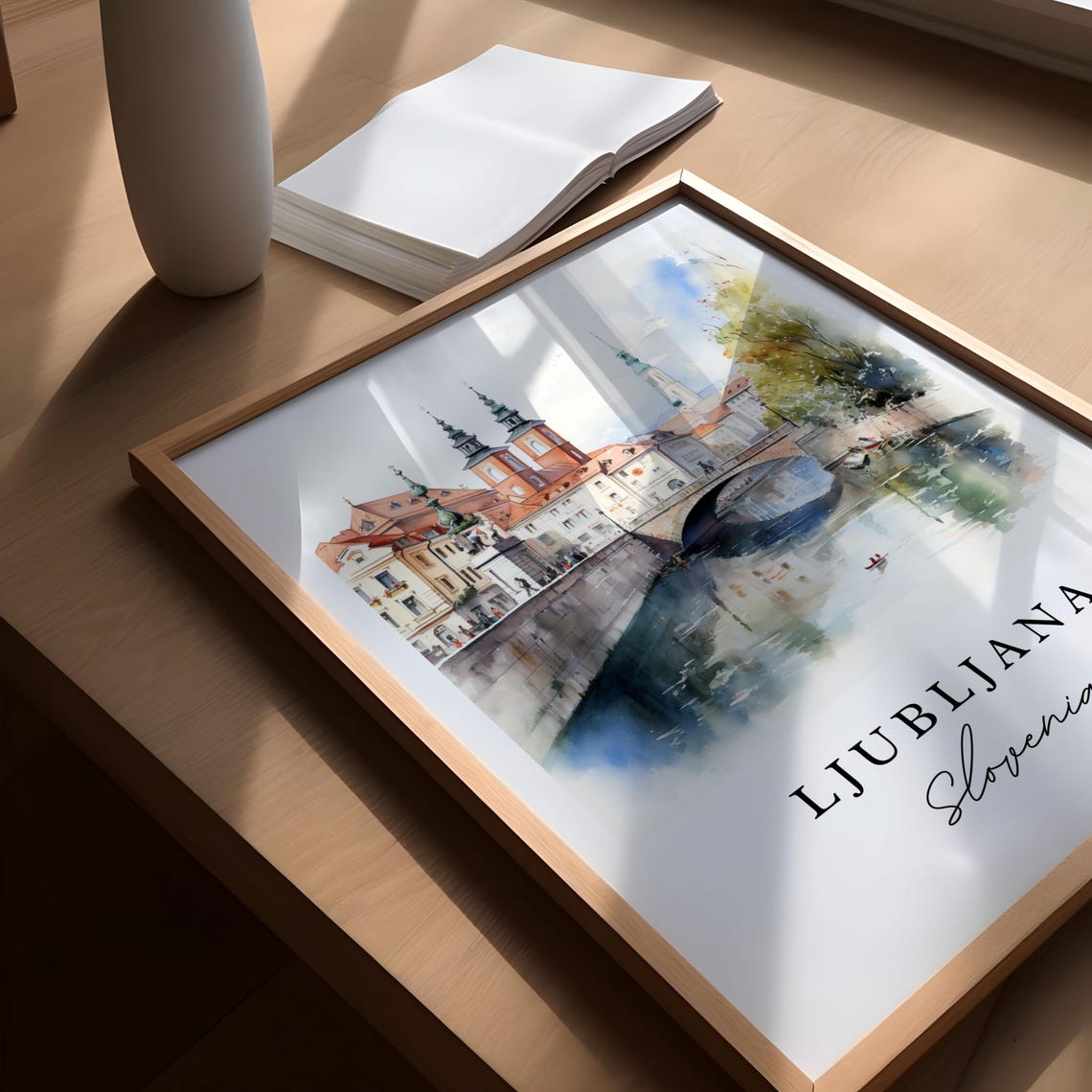 Ljubljana Watercolor Travel Poster, Slovenia Art Print - Image 5