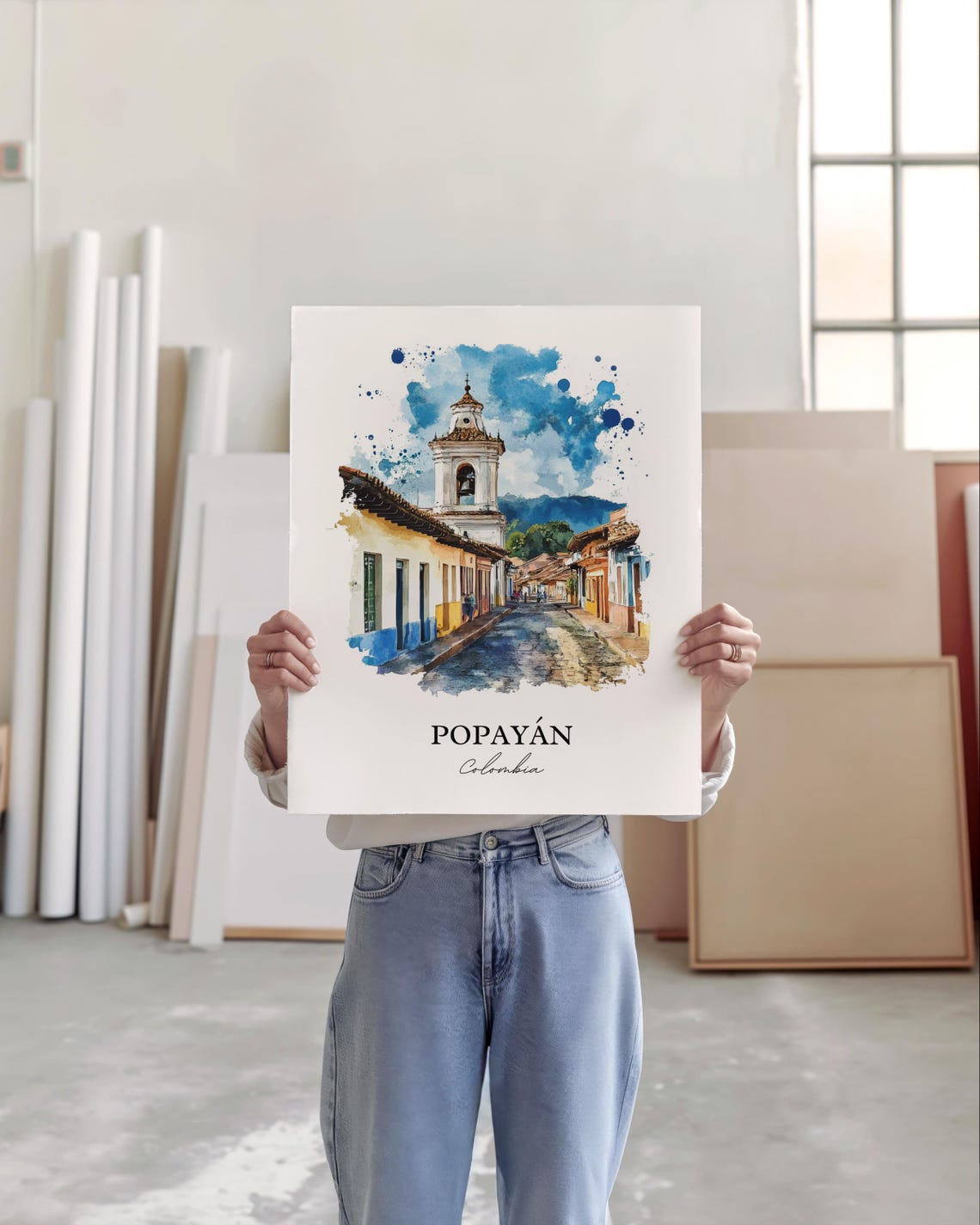 Popayn Wall Art Bogot Print Colombia Watercolor Gift Travel Poster Housewarming - Image 4