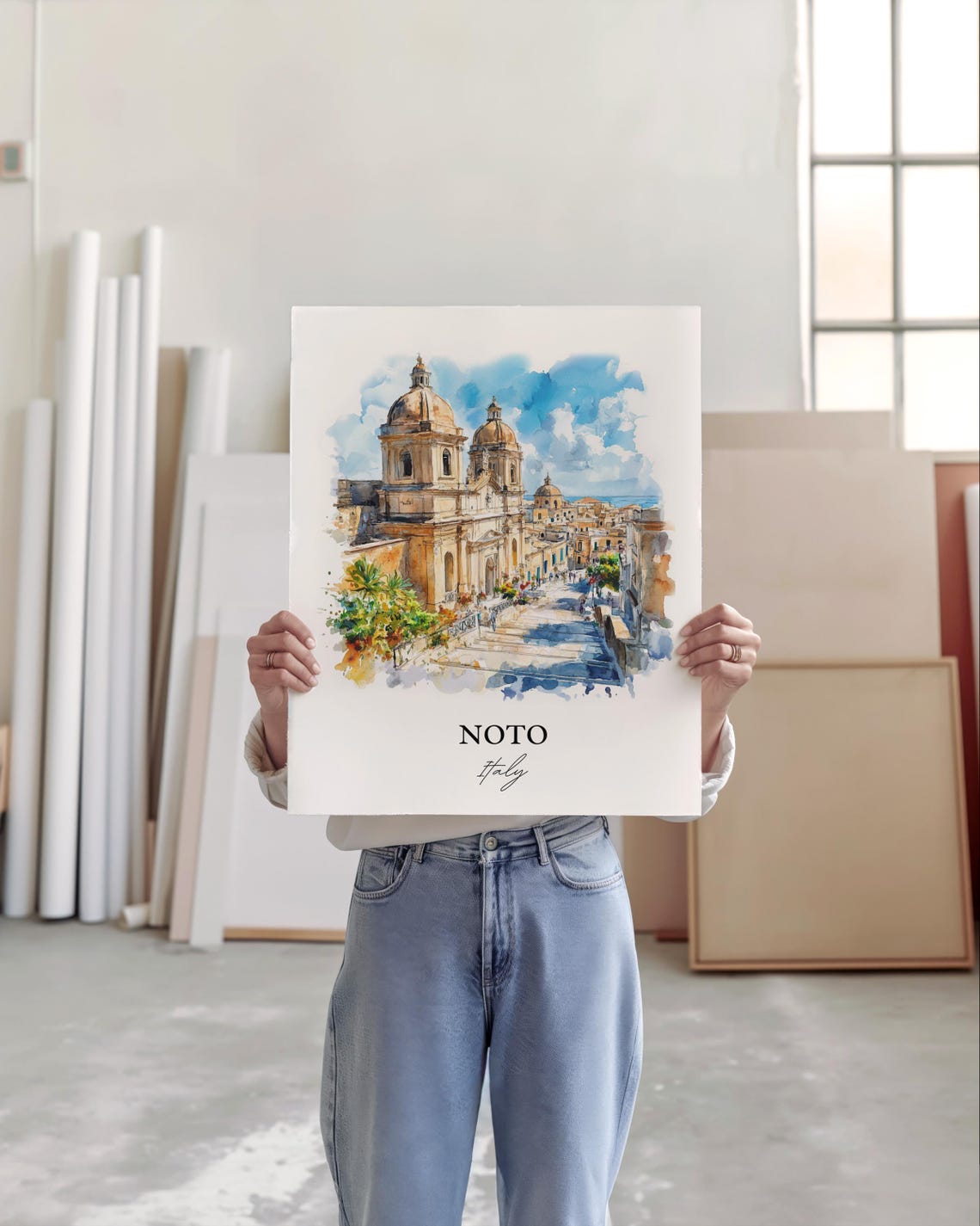Noto Sicily Baroque Cathedral Twin Domes Italy Travel Poster - Image 4