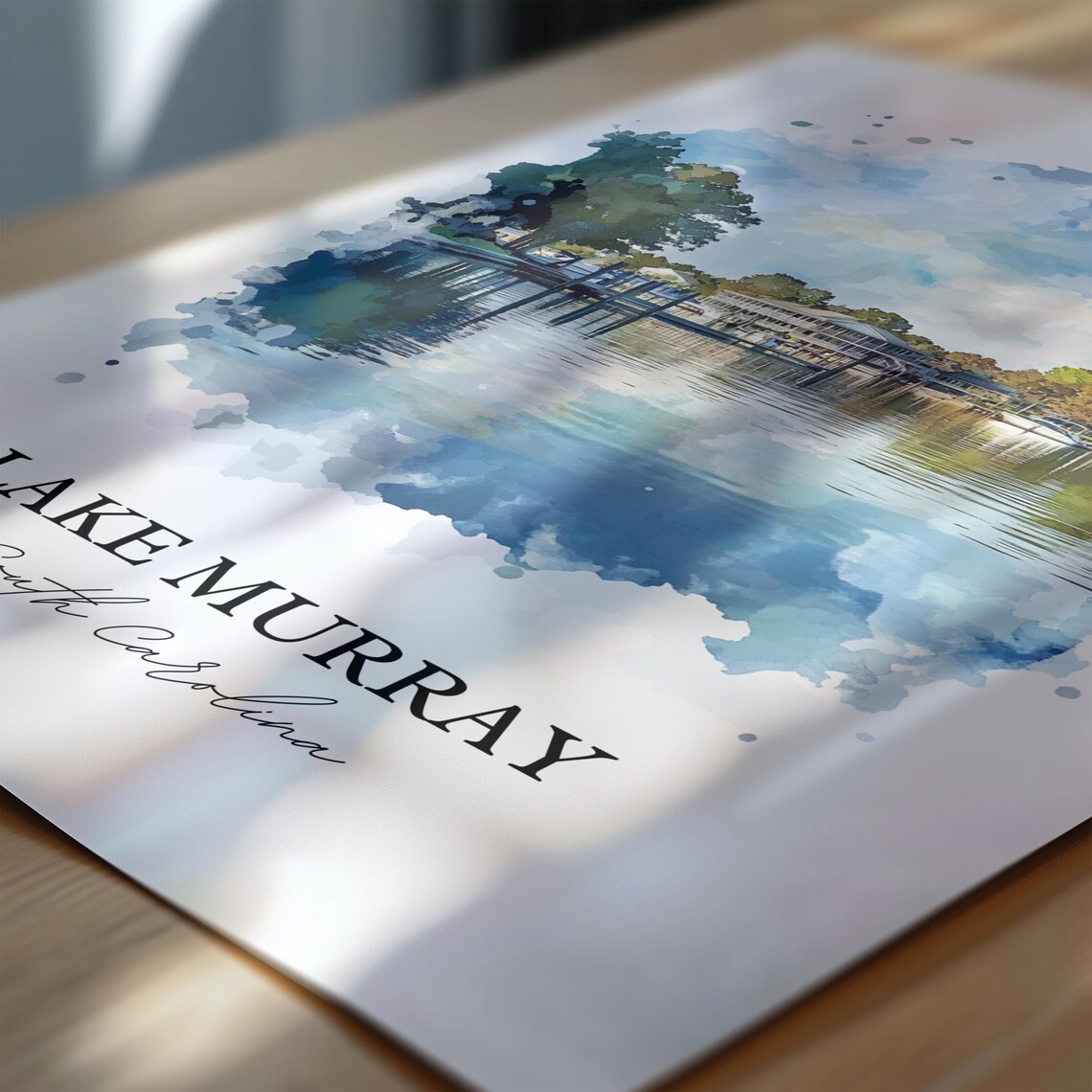 Lake Murray South Carolina Marina Watercolor Lake Travel Poster - Image 6