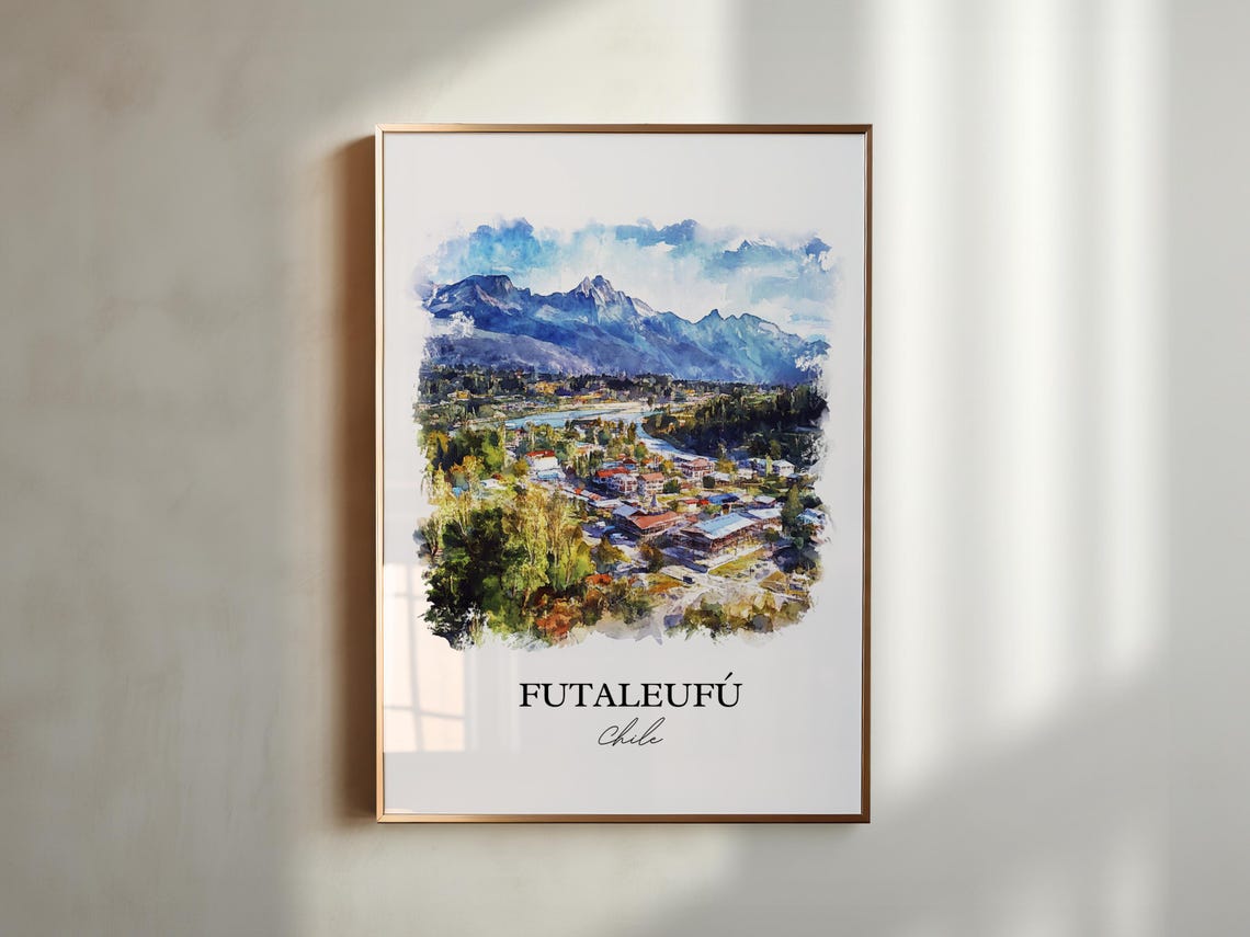Futaleuf Chile Watercolor Travel Poster - Image 3