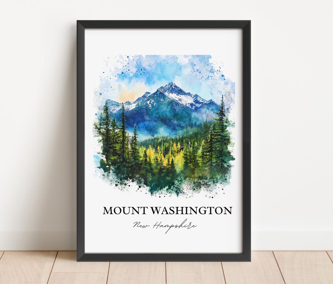 Mount Washington New Hampshire Snowy Peak Alpine Watercolor Poster - Image 5
