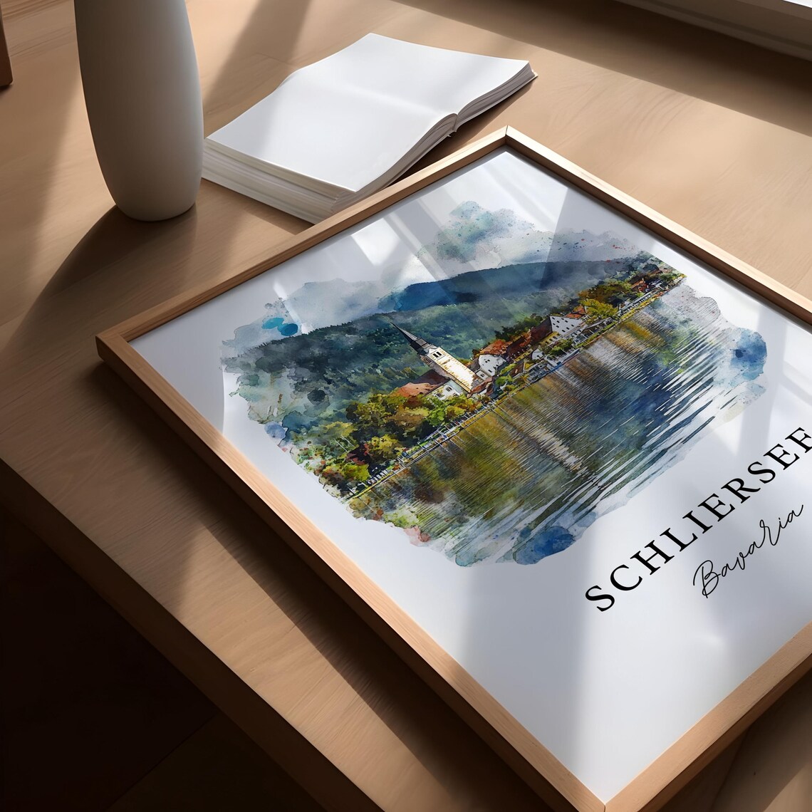 Schliersee Bavaria Alpine Lake Village Watercolor Travel Poster - Image 5