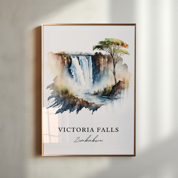 Victoria Falls Zambia Personalized Travel Poster