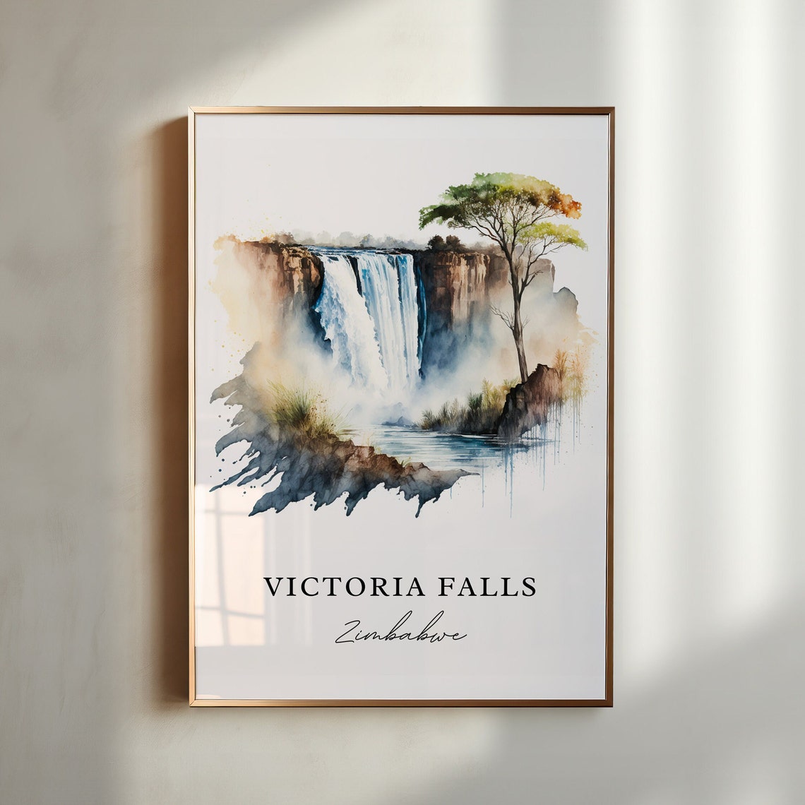 Victoria Falls Zambia Personalized Travel Poster