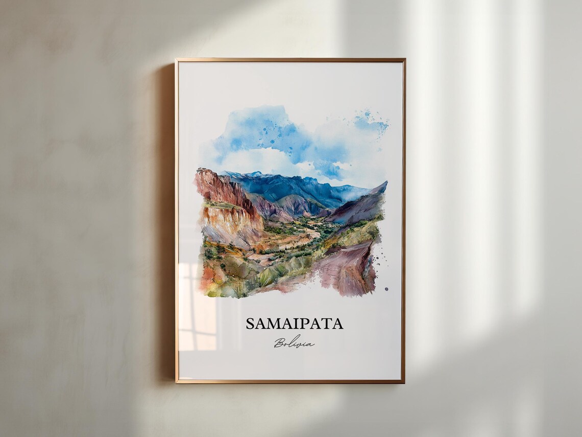Samaipata Bolivia Watercolor Canyon Mountain Landscape Poster - Image 5
