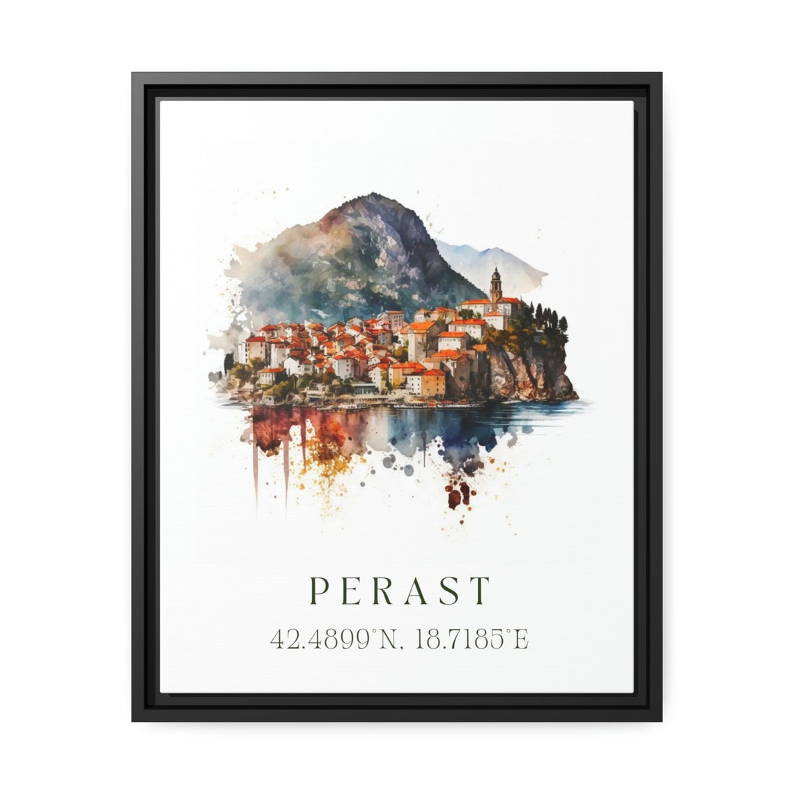 Perast Montenegro Old Bay Island Town Watercolor Travel Poster - Image 2