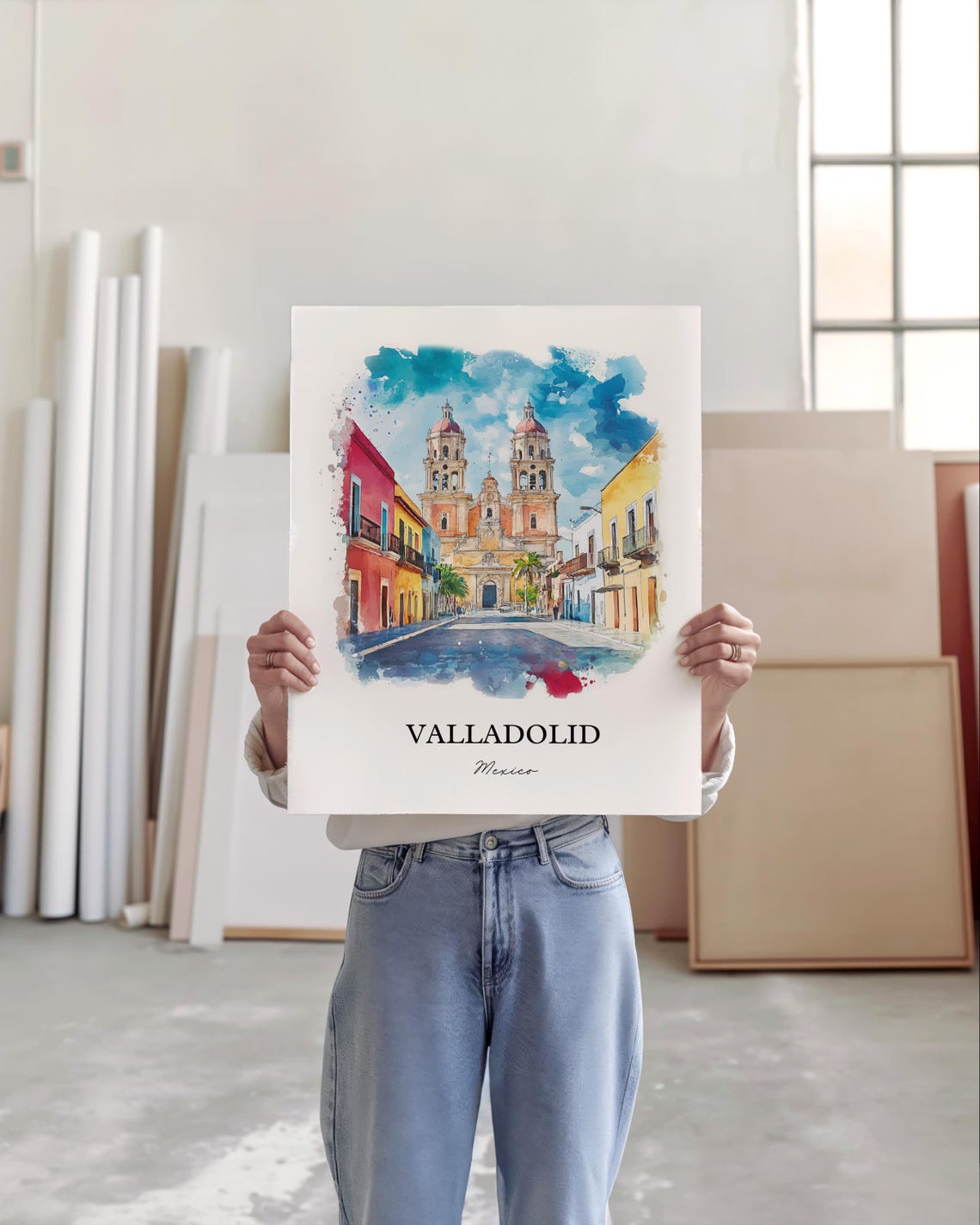 Valladolid Wall Art Yucatn Peninsula Prints Mexico Watercolor Gift Travel Print Poster Housewarming - Image 5