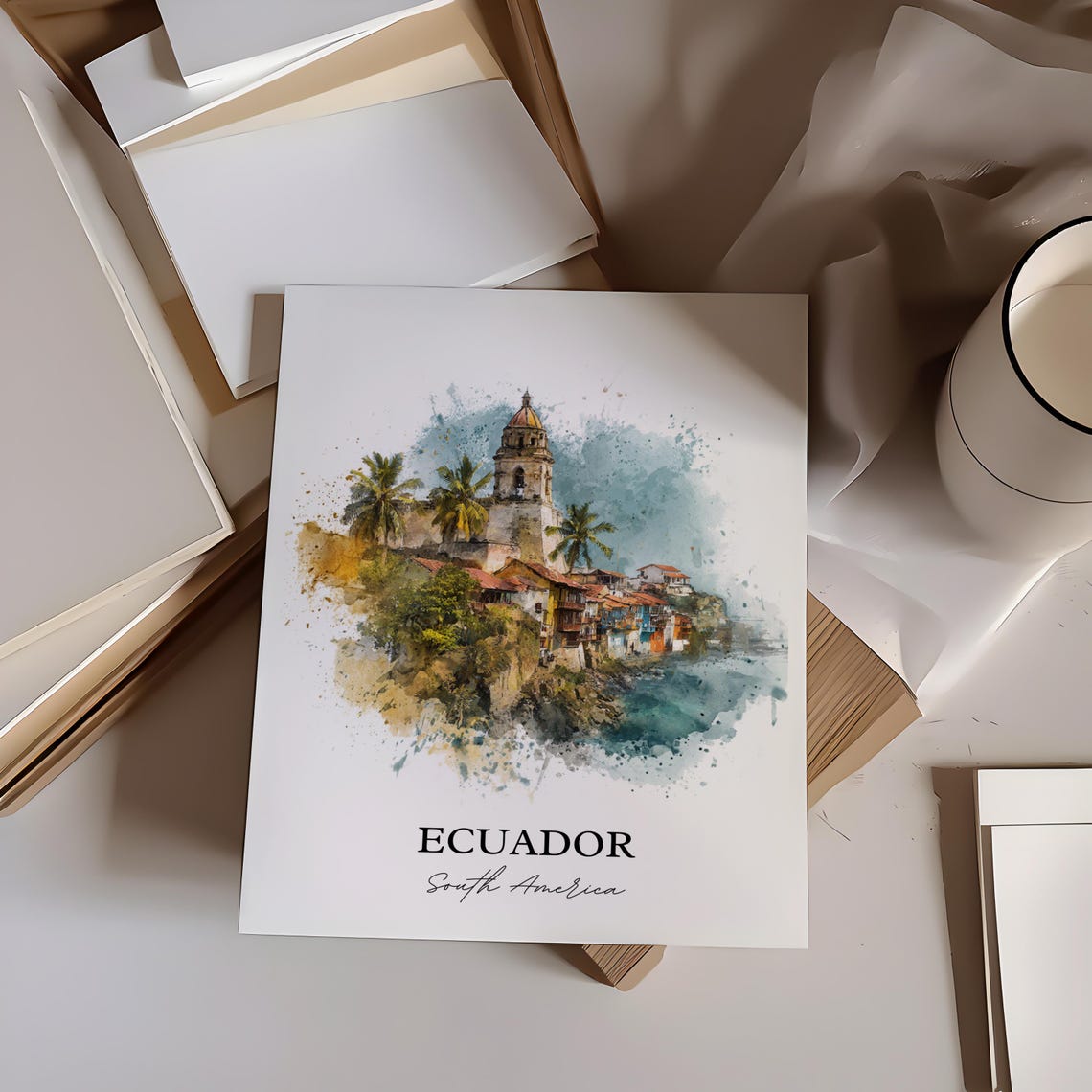 Ecuador Wall Art Print Watercolor South America Gift Travel Poster Housewarming - Image 2