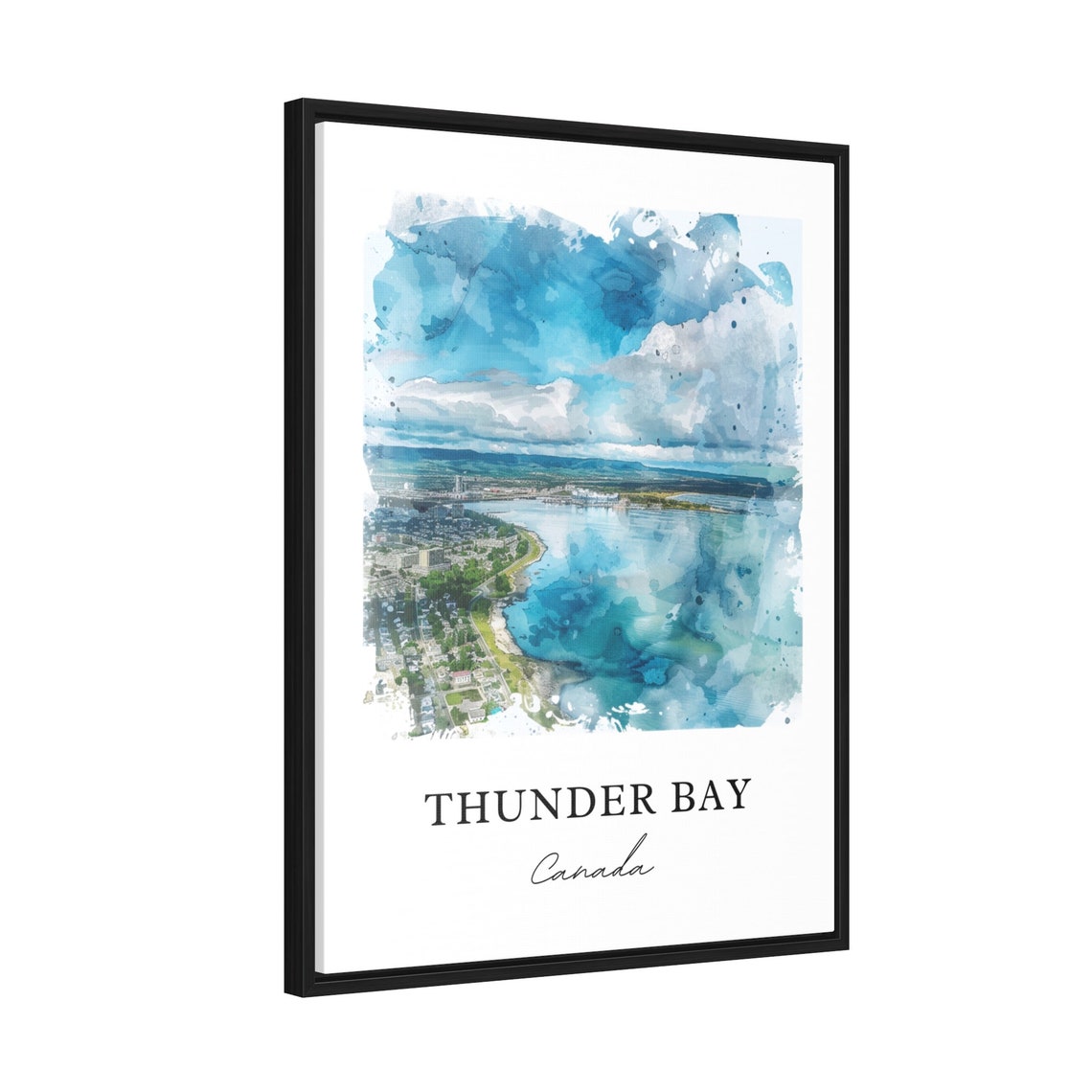 Thunder Bay Canada Watercolor Lake Superior Aerial View Poster - Image 2